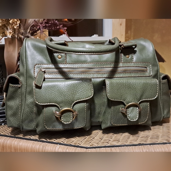 Aldo Green Leather Satchel Bag. Army Green. - Picture 1 of 10